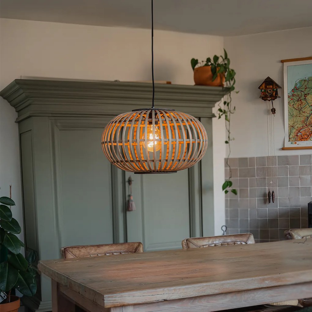 Candeeiro de suspensão oriental bambu 44 cm - Amira