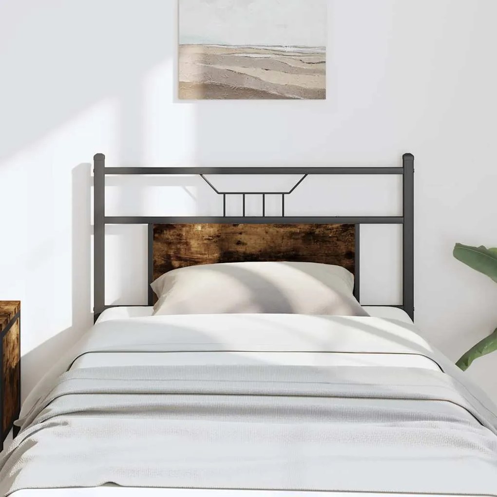 Cabeceira de cama 90 cm derivados madeira/aço carvalho fumado