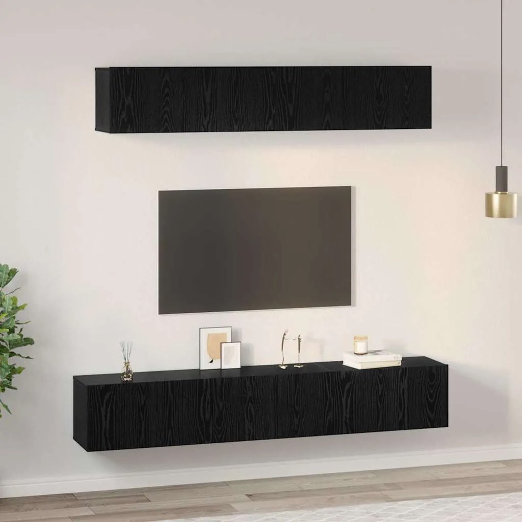 Conjunto de móvel de TV 5 pcs Carvalho Preto 80 x 30 x 30 cm