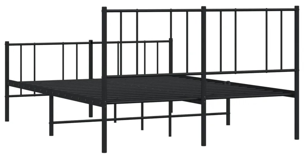 Estrutura de cama com cabeceira e pés 120x190 cm metal preto