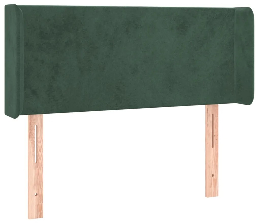 Cabeceira cama c/ luzes LED veludo 93x16x78/88 cm verde-escuro