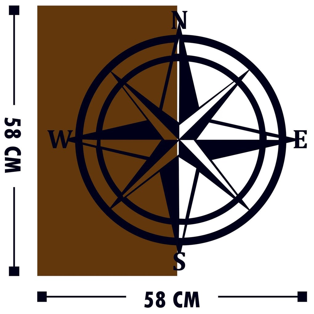 Acessório Decorativo de Parede Pusula – Nogueira e Preto – 58 x 58 cm
