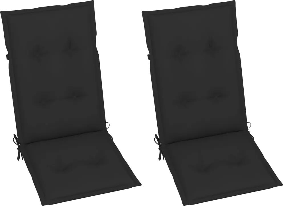 Almofadões para cadeiras de jardim 2 pcs preto 120x50x7 cm