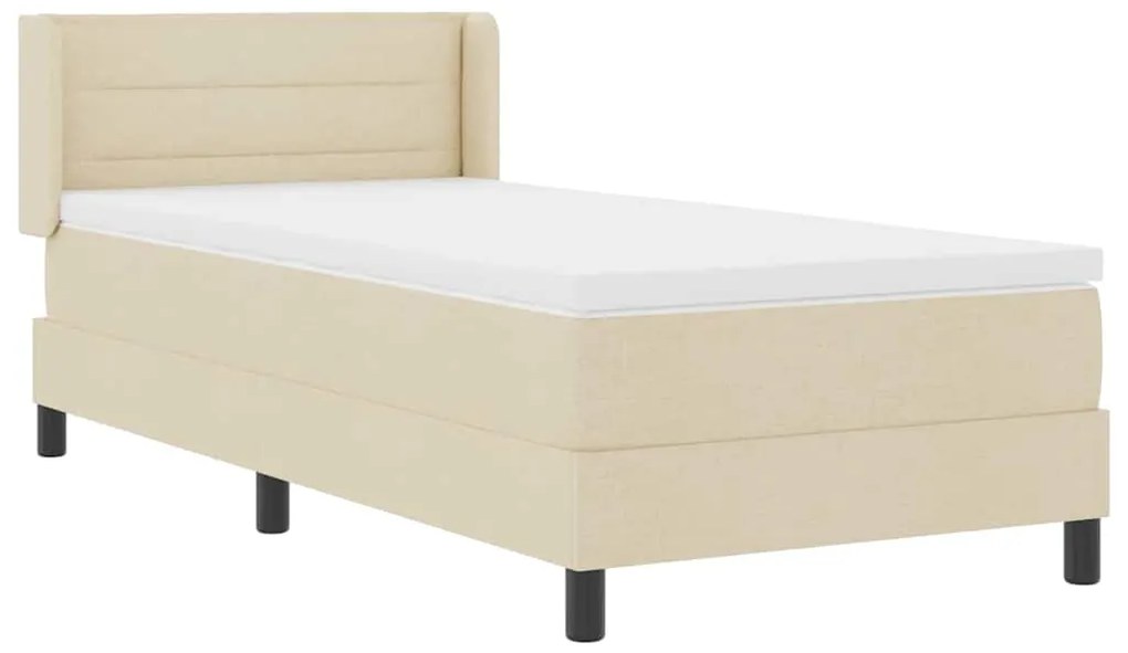 Cama Box com Colchão Creme, 90x200 cm, Tecido.