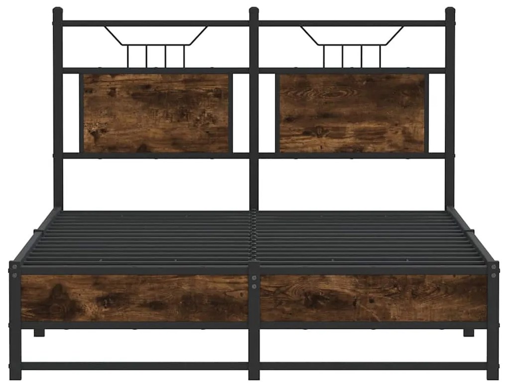 Estrutura de cama s/ colchão derivados madeira carvalho fumado