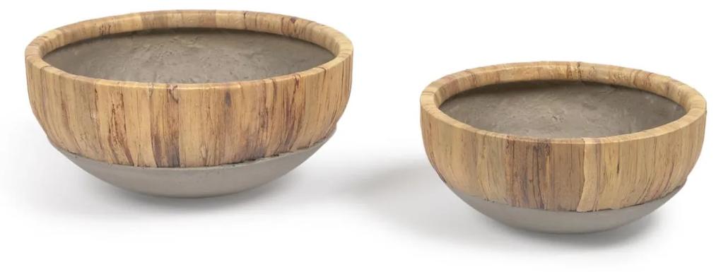 Kave Home - Set Tirsa 2 centros de mesa de jacinto de água e cimento acabamento natural Ø 31cm/Ø 37cm