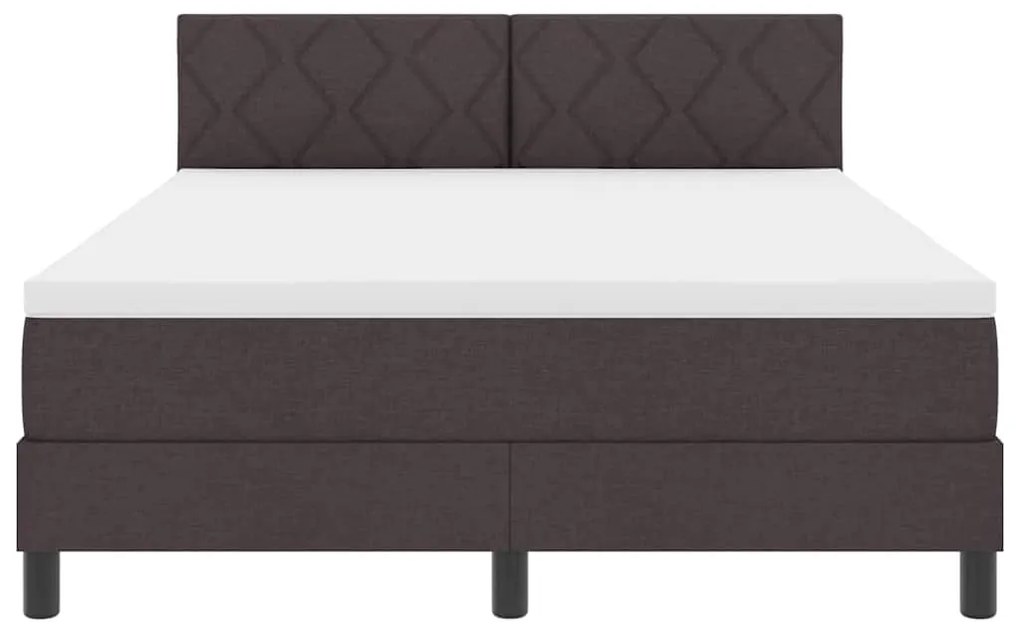 Cama Box Spring com Colchão Castanho Escuro 140x200 cm Tecido