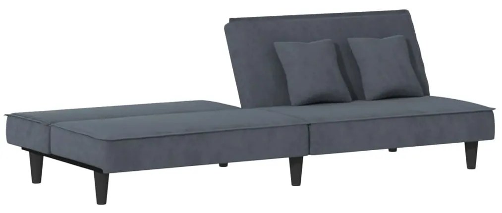 Sofá-cama veludo cinzento-escuro