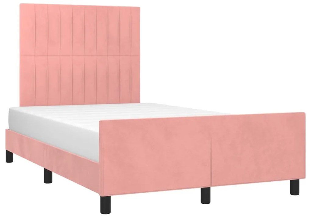 Estrutura de cama com colchão 120x190 cm veludo rosa