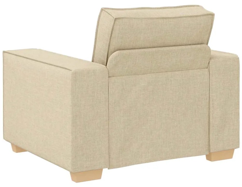 Conjunto de Sofá 3 Peças com Almofadas em Tecido Creme