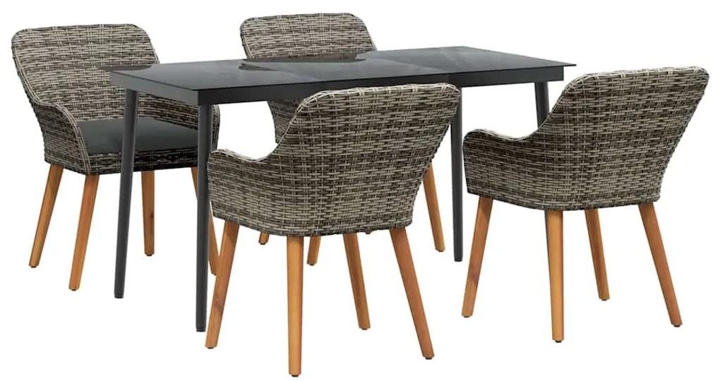 Conjunto de Jantar para Jardim com 5 Peças em Cinza com Rattan Sintéti