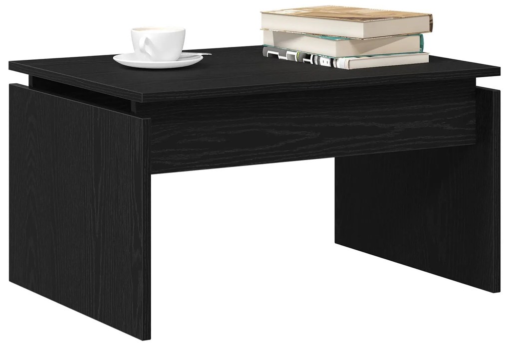 Mesa de Centro vidaXL Preta em Carvalho 68x38x50 cm Madeira Aconstruir
