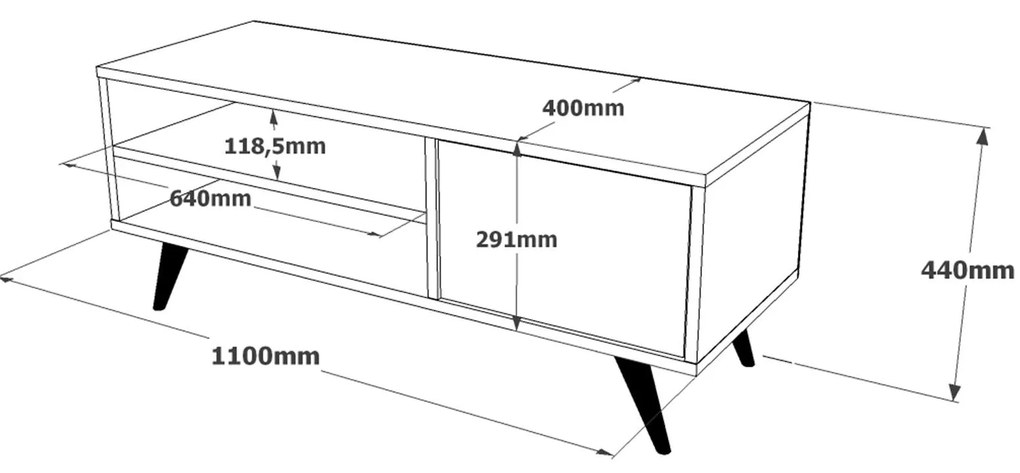 Móvel TV CD1 – Pinho Atlântico – 110 cm x 44 cm x 40 cm