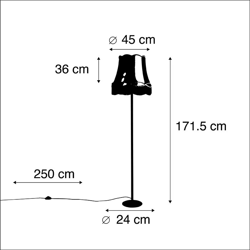 Candeeiro de pé retro preto com cúpula verde estilo avó 45 cm - Simplo