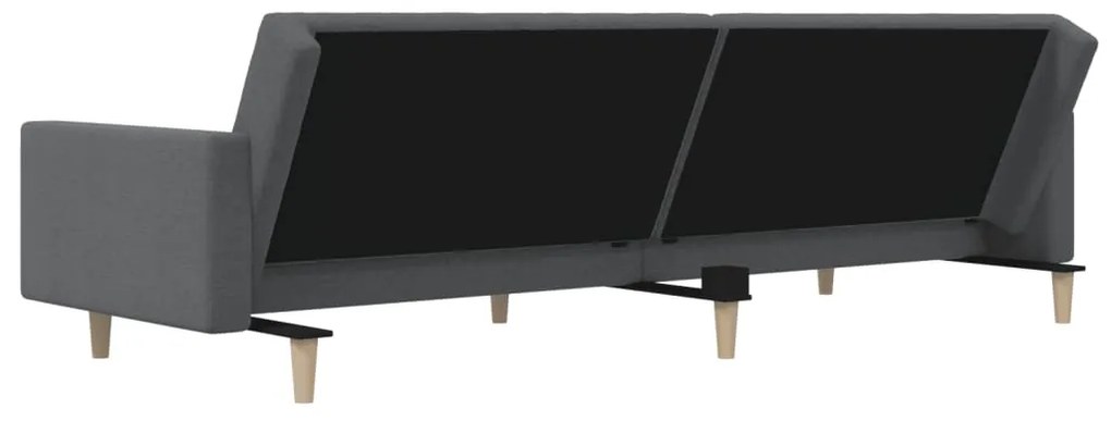 Sofá-cama de 2 lugares tecido cinzento-claro