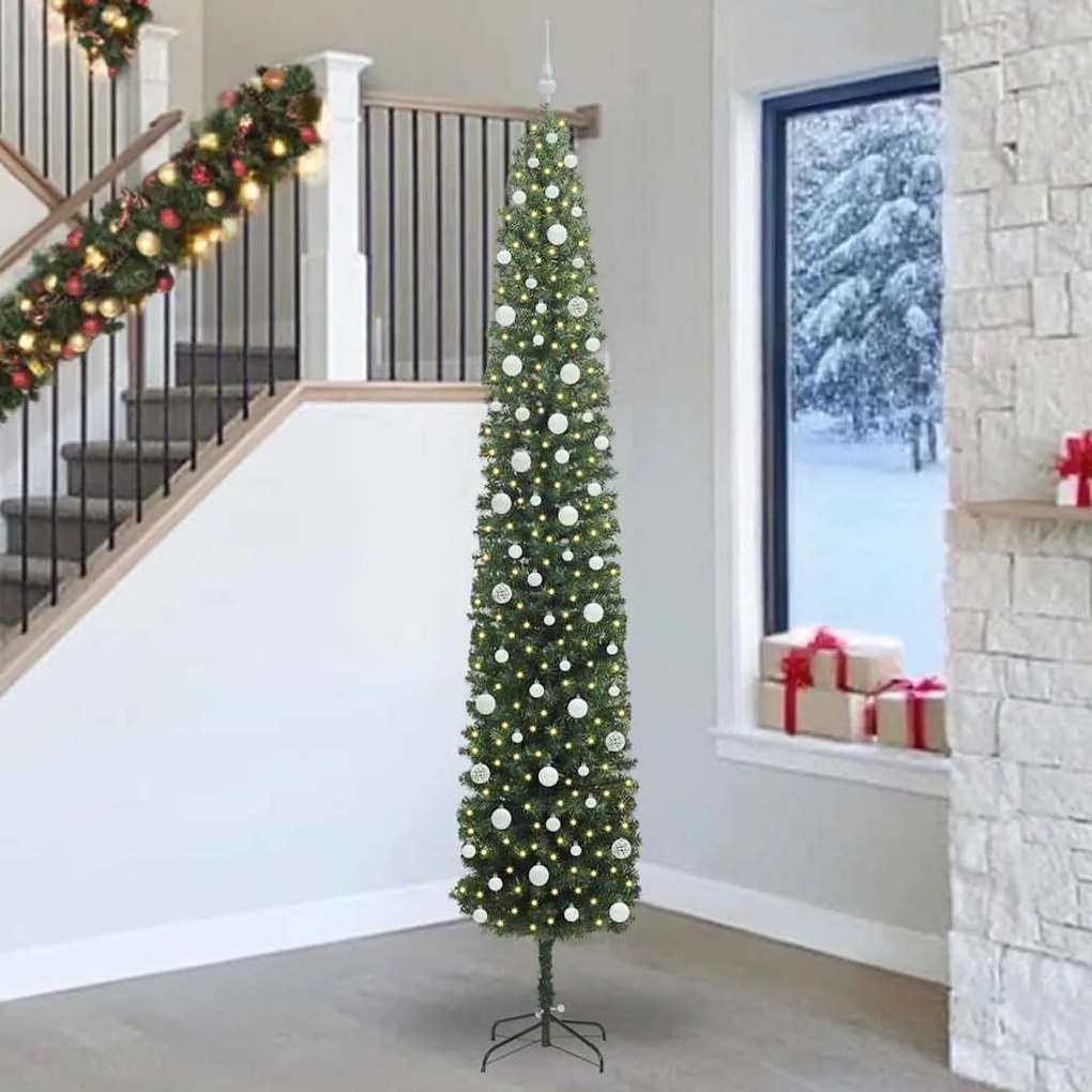 vidaXL Árvore de Natal Artificial Verde 270 cm PVC e Aço e Plástico