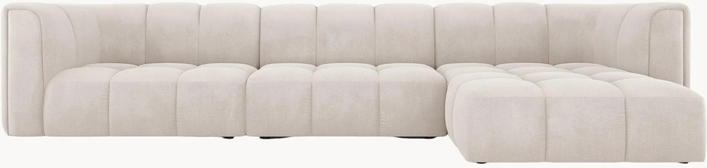 Sofá de canto modular em chenille Moritz (5 lugares)