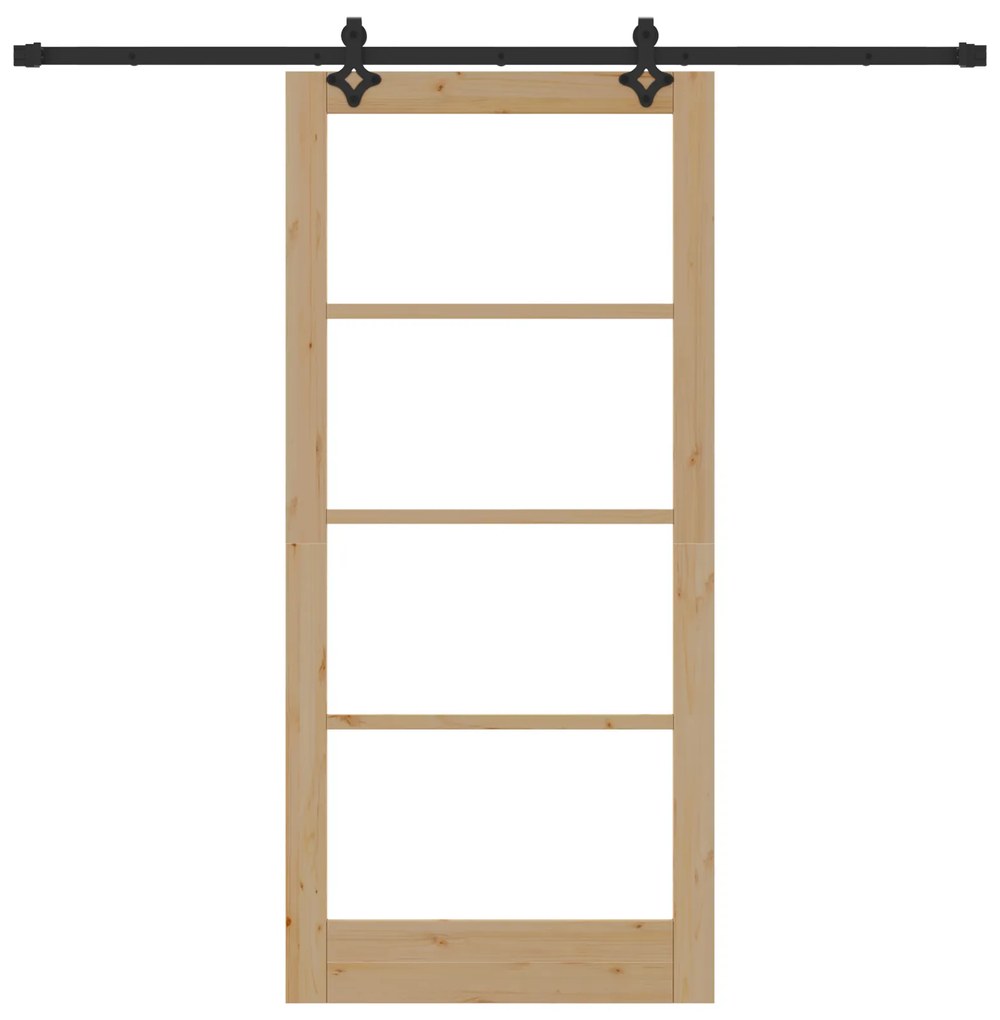 Porta Deslizante vidaXL com Conjunto de Hardware 93x202 cm Madeira Sól