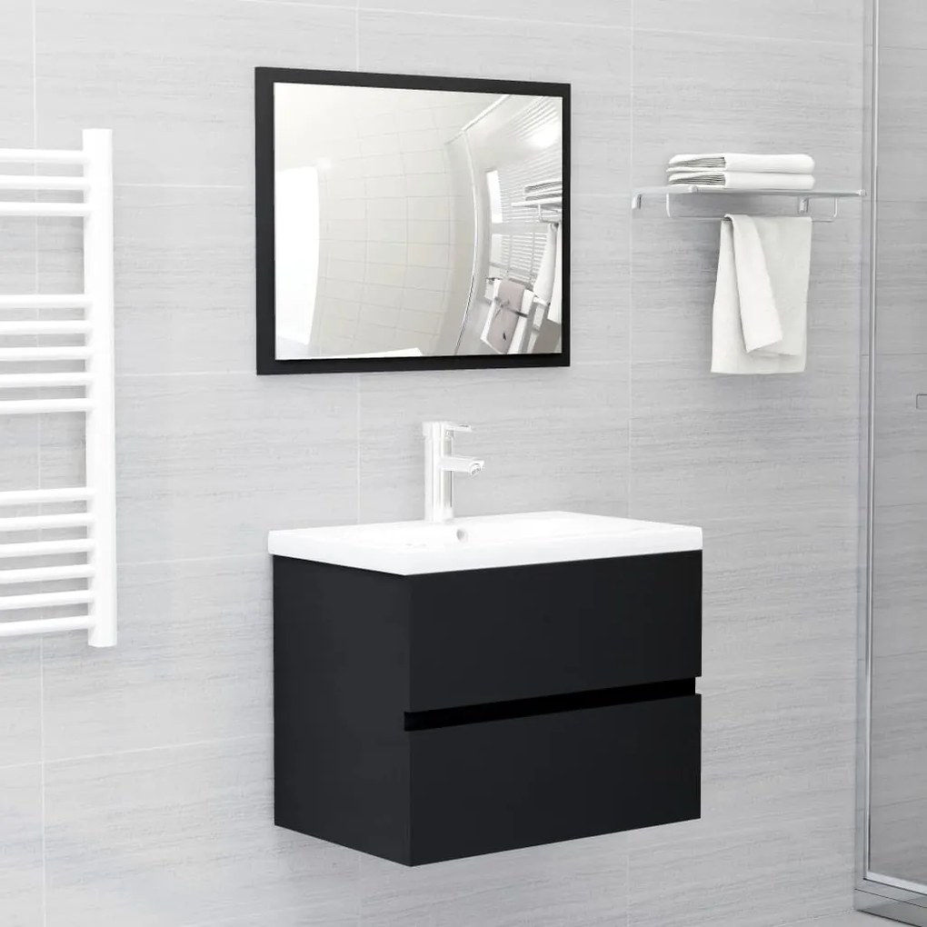 804873 vidaXL 2 pcs conjunto de móveis de casa de banho contraplacado preto