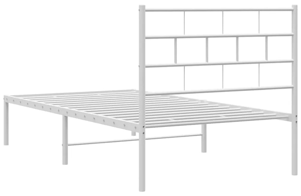 Estrutura de cama com cabeceira 100x190 cm metal branco