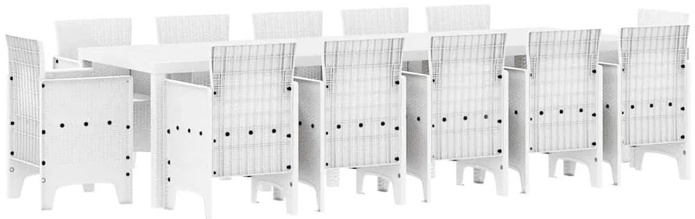 Conjunto de Jantar para Jardim 13 pcs Branco 300 x 100 x 73 cm