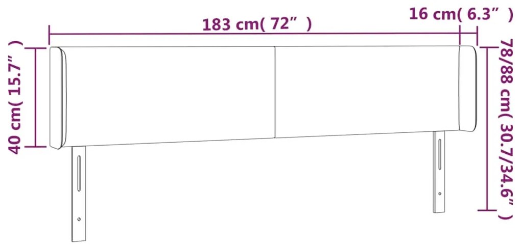 Cabeceira de cama c/ luzes LED 183x16x78/88cm cinza-acastanhado