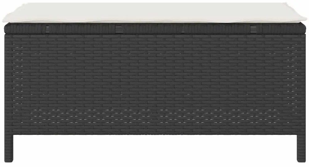 Conjunto de Jantar de Jardim com 3 Peças e Almofadas Preto em Rattan P