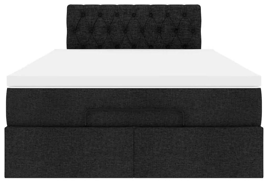 Cama otomana com colchão 120x200 cm tecido preto