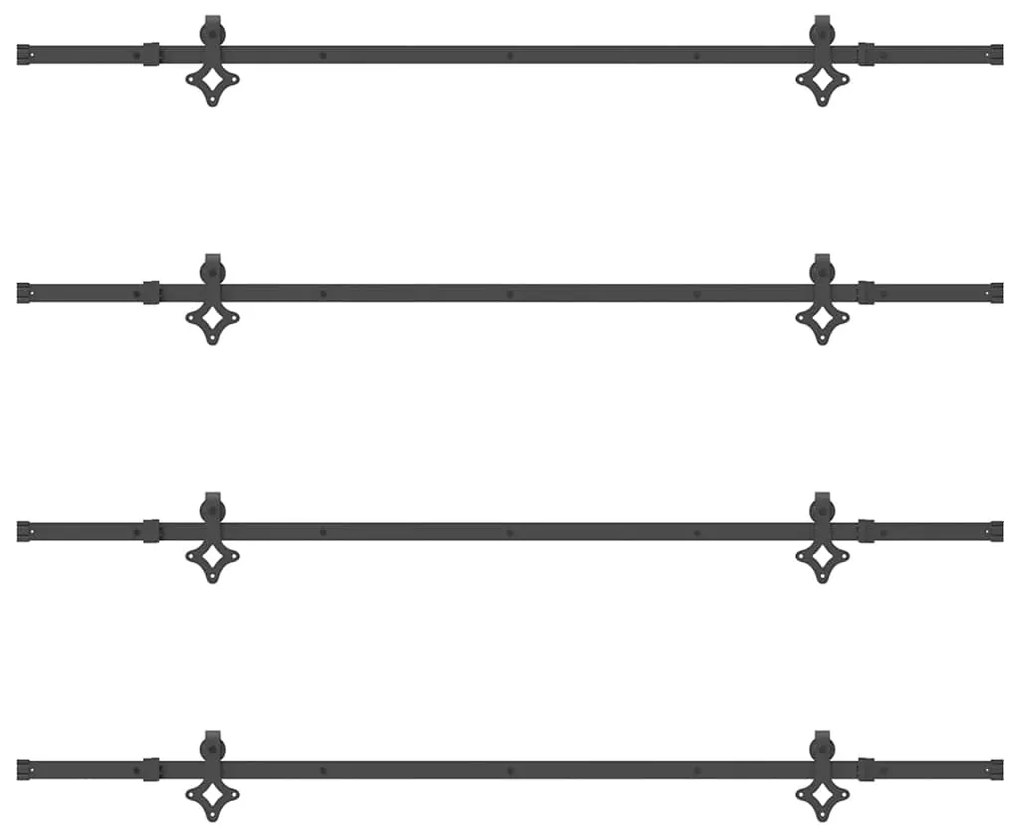 Kit de ferragens para porta deslizante 427 cm aço preto