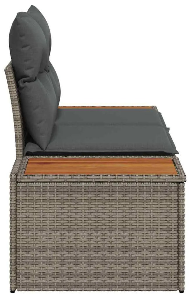 Sofá de Jardim 2 Lugares vidaXL com Almofadas Cinza em Rattan Sintétic