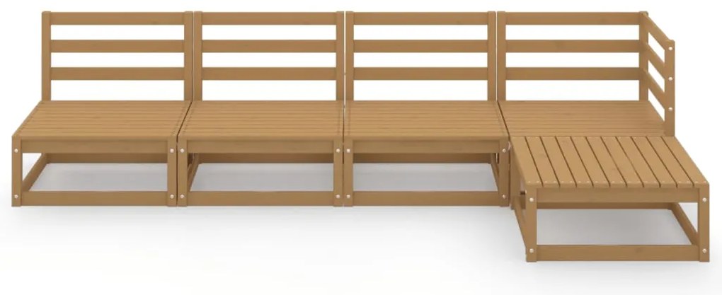 5 pcs conjunto lounge de jardim pinho maciço castanho mel