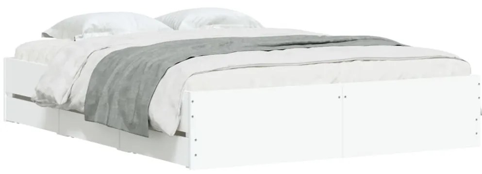 Estrutura de cama c/ gavetas 140x200cm derivados madeira branco
