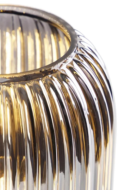 Candeeiro de mesa Art Deco preto com vidro fumê - Banci Art Deco