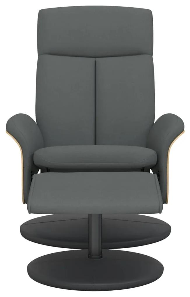 Cadeira reclinável com apoio de pés tecido cinzento-escuro