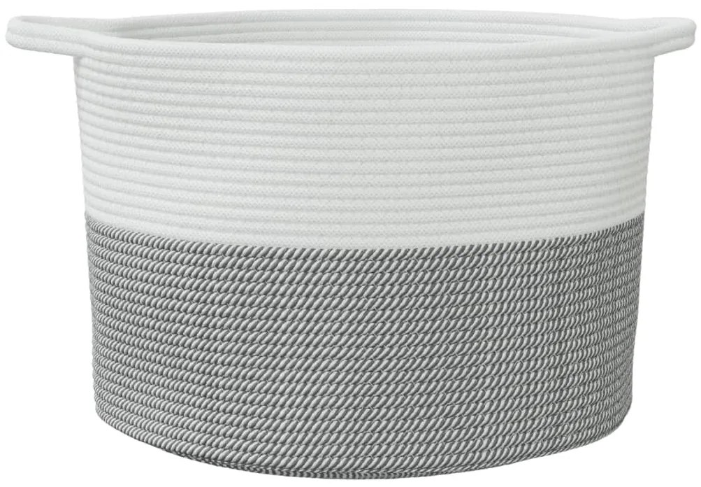 Cesto de arrumação Ø55x36 cm algodão cinzento e branco