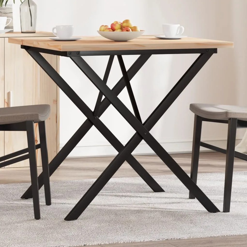 Mesa de jantar estrutura em X 80x80x75,5 cm pinho/aço