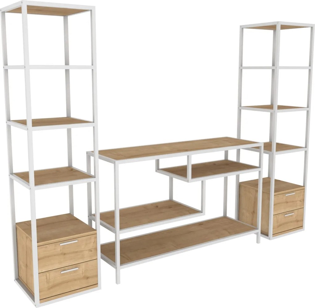 Unidade de TV Robbins – Branco Carvalho – 198 cm x 39 cm x 160 cm