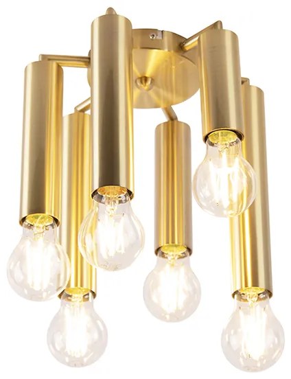Candeeiro de teto Art Deco dourado 6 luzes - Tubi