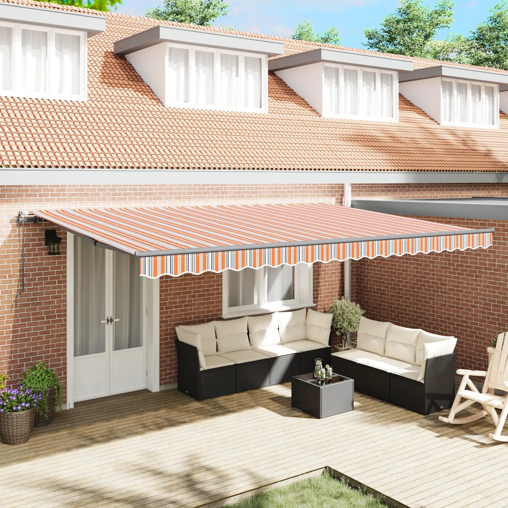 vidaXL Toldo Retrátil Automático Listras Multicoloridas 500x300 cm