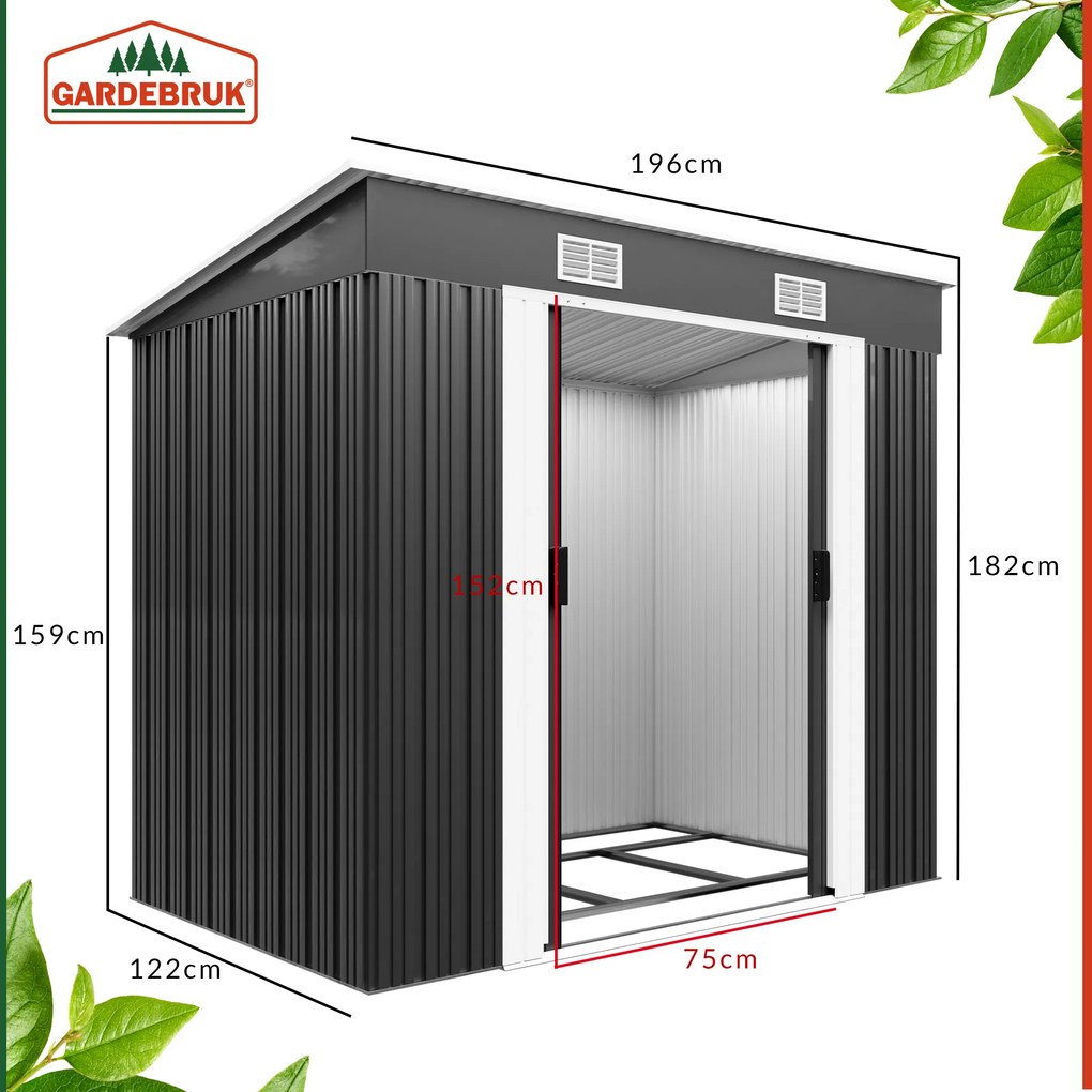 Abrigo Jardim para ferramentas em metal 196x122x182 cm antracite