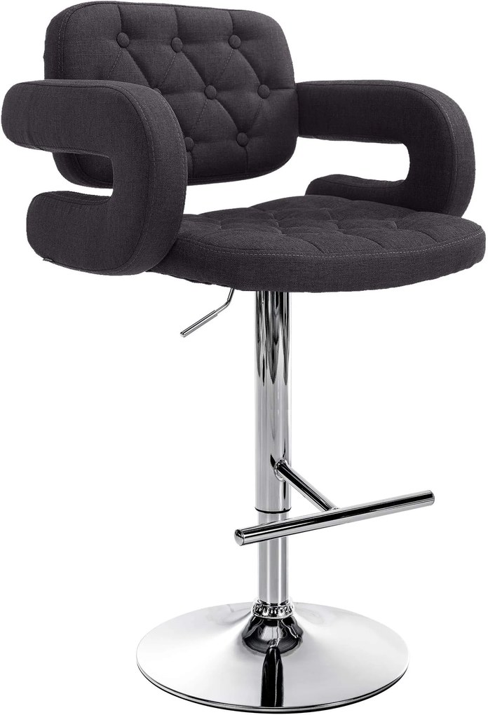 Banco de bar Dublin em tecido 62 x 103-123 x 55 cm Preto