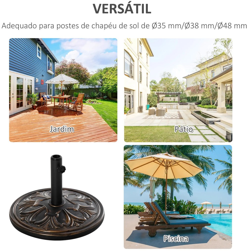 Base para Chapéu de Sol Peso 13 kg Base Chapéu de Sol Redondo de HDPE