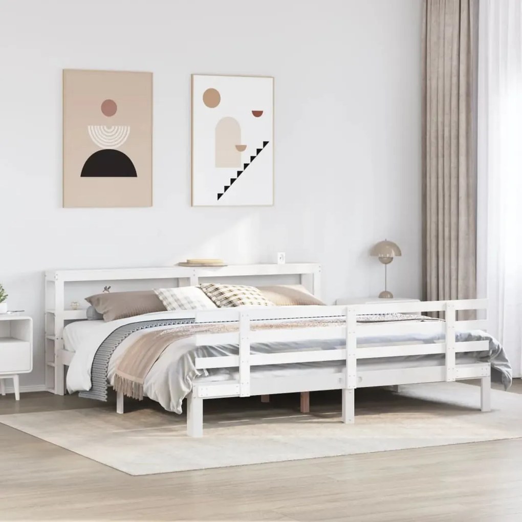 vidaXL Estrutura de cama c/ cabeceira sem colchão 180x200 cm branco