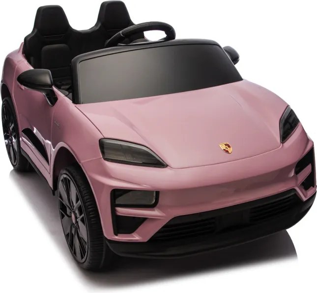 Carro elétrico para crianças até 5 anos Porsche Macan Turbo 12V, com bateria de lítio, Pneus de borracha, Controle remoto Rosa