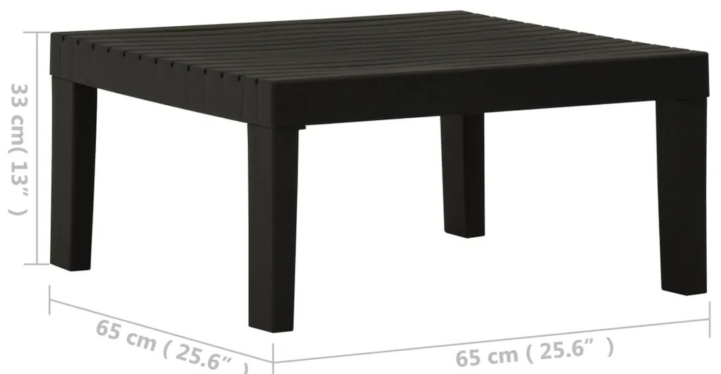 Mesa lounge de jardim plástico cinzento