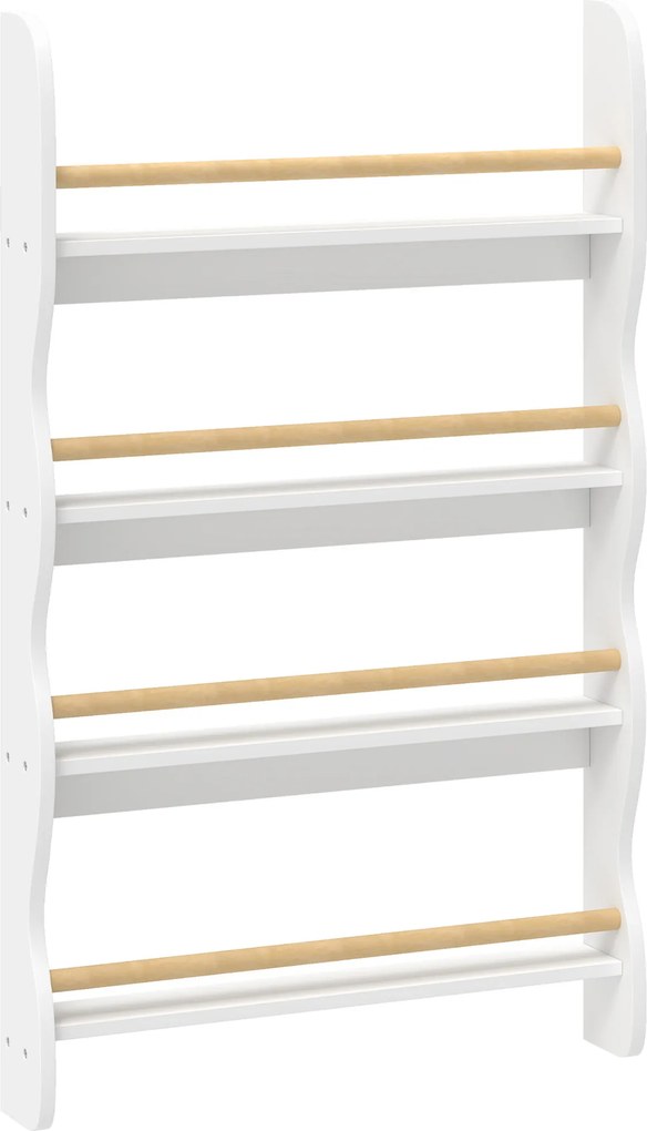 AIYAPLAY Estante infantil, estante com 4 prateleiras, prateleira de parede com proteção anti-capotamento Montessori 60 x 10 x 98 cm, Weiß | Aosom Portugal