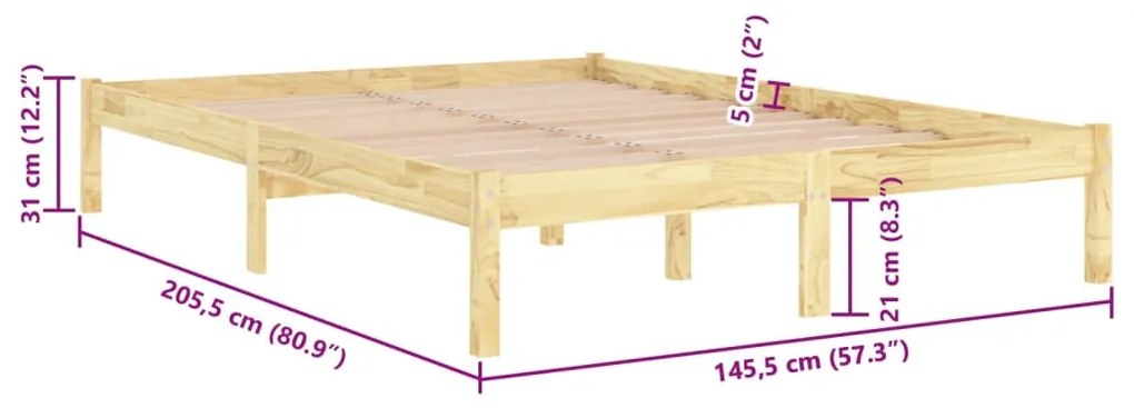 Estrutura de cama 140x200 cm pinho maciço