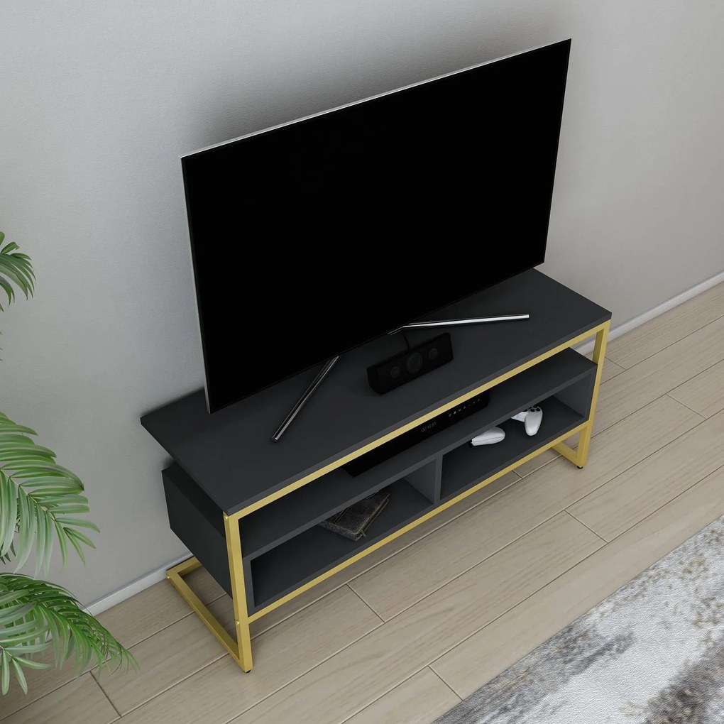 Móvel TV Stand Merrion – Ouro e Antracite – 110 x 35 x 49,9 cm