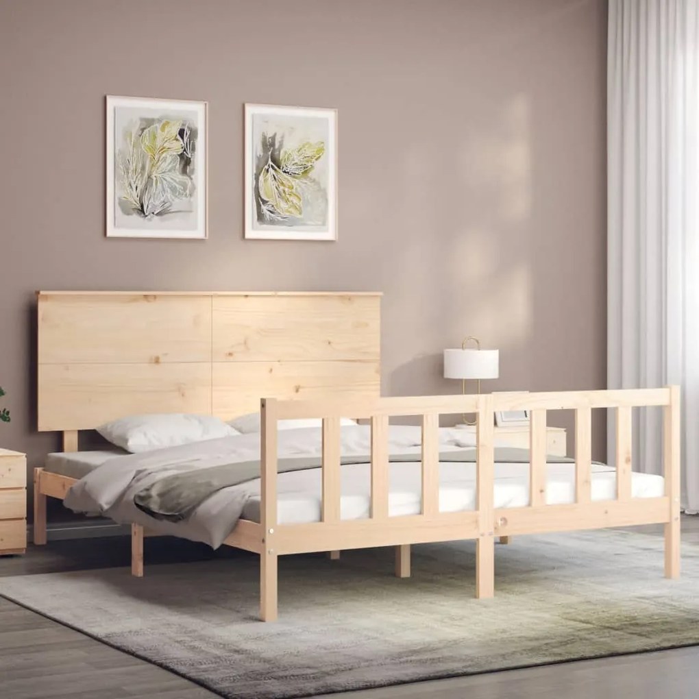 Cama sem colchão 160x200 cm madeira de pinho maciça