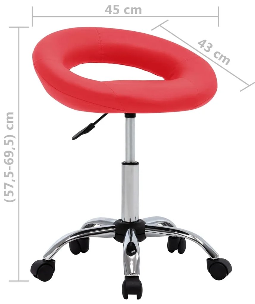 Cadeira de jantar giratória couro artificial vermelho
